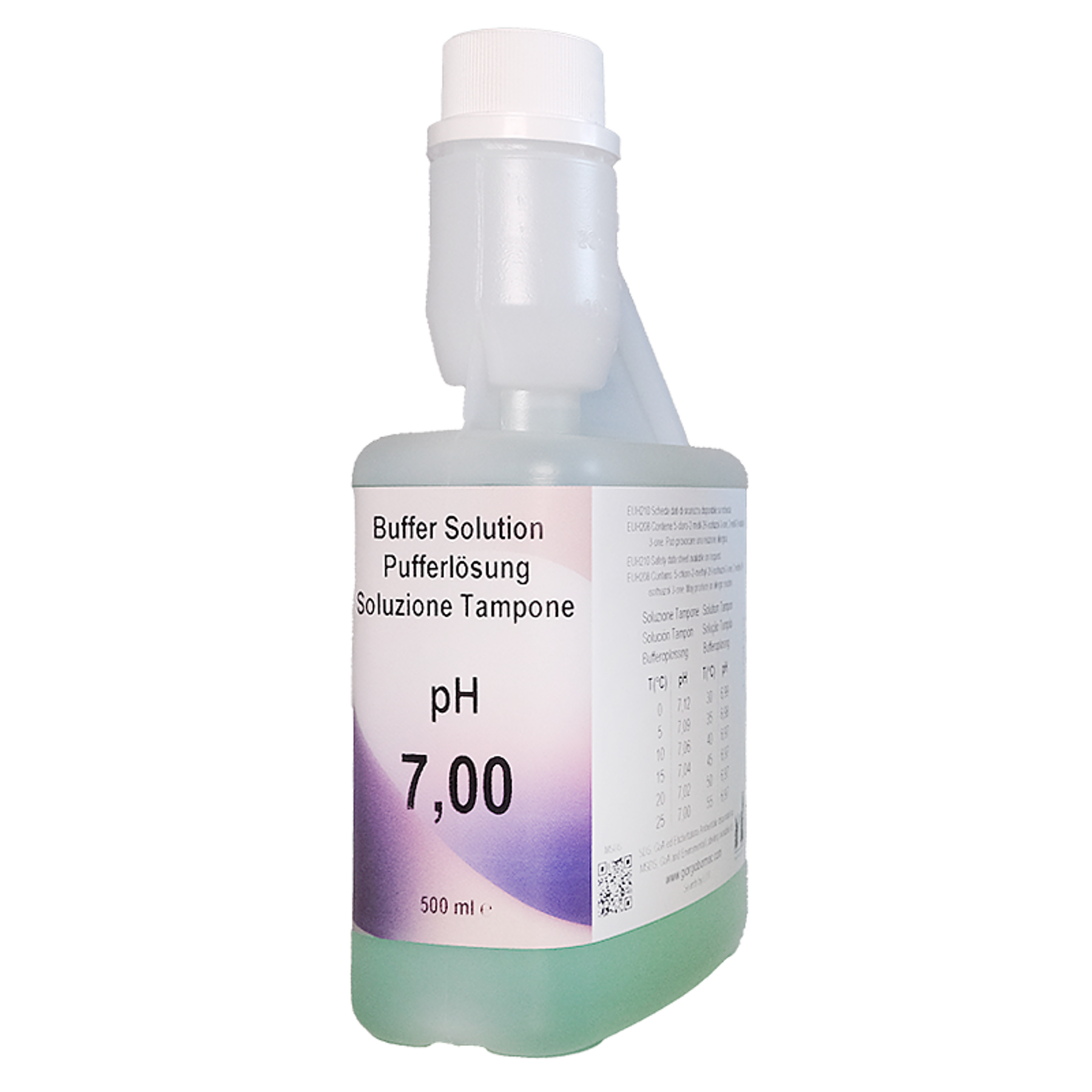 XS Solution pH 7.00 ±0.02/25°C, 500 ml, con certificado trazable a NIST (verde)